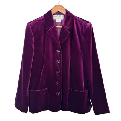 Vintage Jaeger Velvet Blazer Jacket Size UK 14 Purple Single 