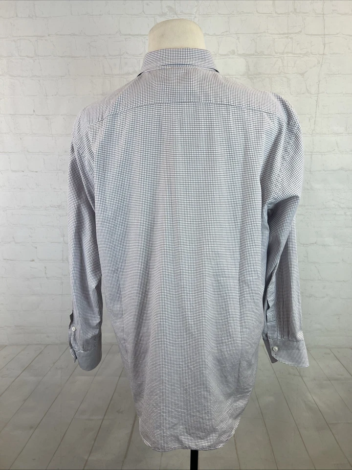 Camisa de vestir Canali Italia para hombre azul rojo a cuadros cuello en punta 17,5 44 33/34 $495 Foto 3 de 4