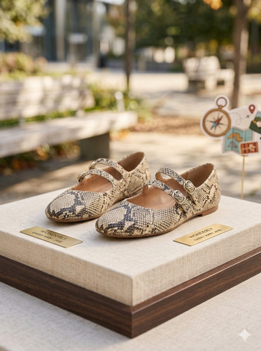NIB Wonderly Emery Mary Jane Ballet Flats Snakeskin Double Buckle Shoes Sizes