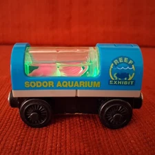 THOMAS THE TRAIN WOODEN RAILWAY SODOR AQARIUM SQUID LIGHT UP TRAIN CAR WORKS!