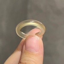 Certified natural chalcedony jade Ice Champagne Gold Ring Fashion Jewelry16-21mm