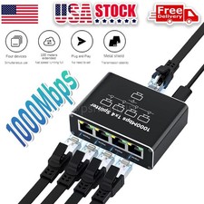 RJ45 Gigabit Ethernet Splitter 1000Mbps LAN Network Internet 1 to 4 Out Adapter