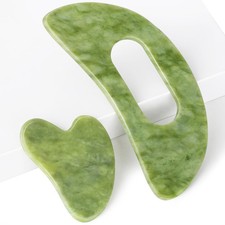 Jade Stone Gua Sha Massage Tool Set Larger Guasha Board Large-6.3'', Green