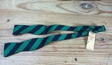 NWT Vintage Robert Talbott Pure Silk Self-Tie Bow Tie Green Navy Stripe NOS
