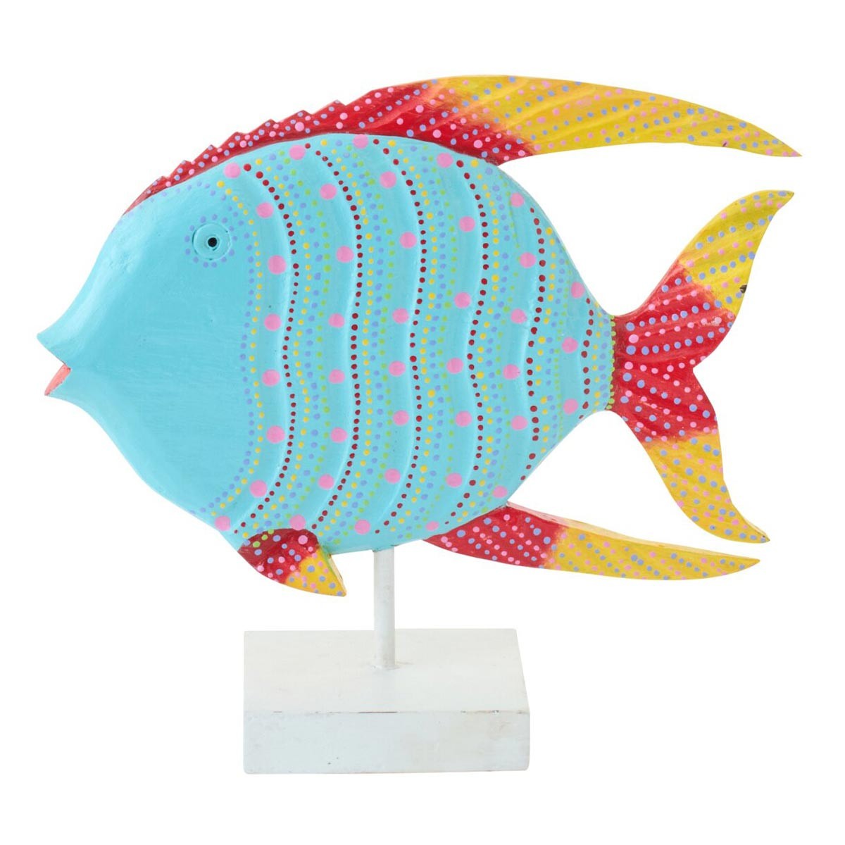 Poisson déco sur pied Pois 37cm multicolore en métal pour console