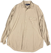 Polo by Ralph Lauren Beige Plaid Long Sleeve Dress Shirt Men's 100 Cotton 3224