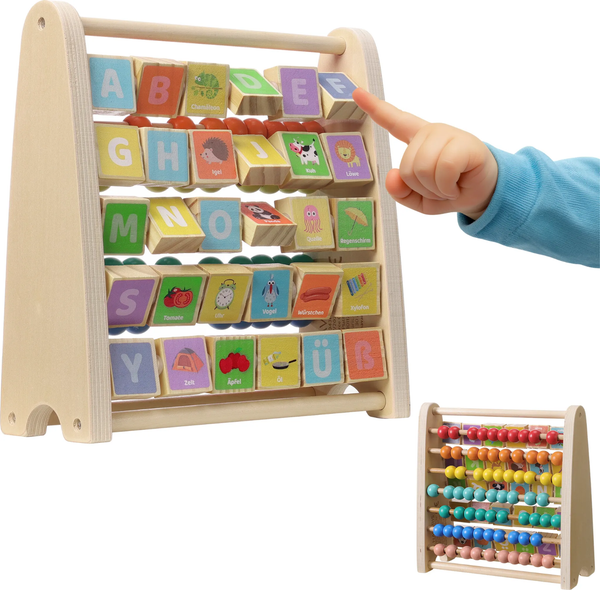 Navaris Abakus Holz Lernspielzeug Kinder Zahlen Farben Alphabet Montessori-image