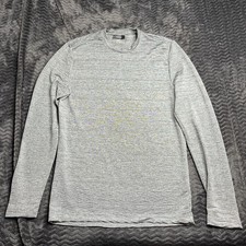 Alfani Sweater Mens Small Silver Gray Crew Neck Stretch Pullover Crinkled Crush