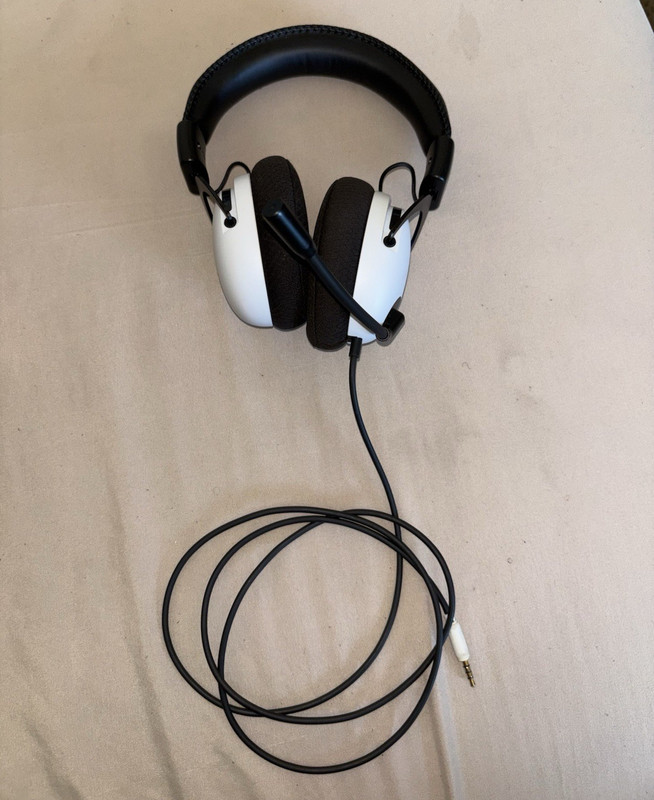 Wired On-Ear Headset 3.5mm Boom Mic Adjustable Headband 3ft Black/White