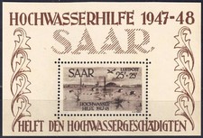 Saar Hochwasser 1948 Block 2 postfrisch. Mi. 600 EUR.