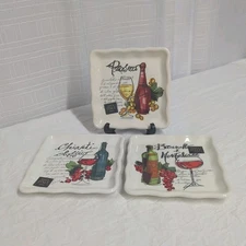Effetti d’Arte Square Plates Handmade Italy  Wine Dessert Salad Cheese Set Of 3