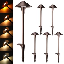 6-Pack 5CCT Low Voltage LED Landscape Pathway Light, Outdoor Lawn Lights, 5W
