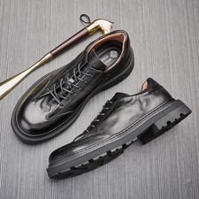 Retro British Mens Round Toe Real Leather Lace Up Formal Dress Business Shoes Sz