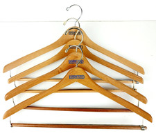 Vintage Lands End Lot of 4 Wooden Mens Suits Pants Swivel Hook Hangers 16"-18"
