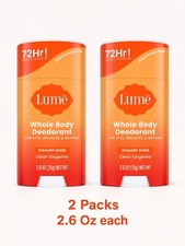 Lume Whole Body Deodorant Clean Tangerine Smooth Solid 2.6 oz 2 pack