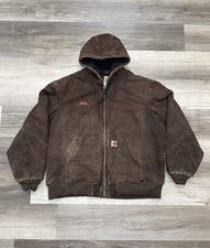 Vintage Carhartt J130 DKB Thermal Lined Duck Jacket Dark Brown Sz XL Embroidered