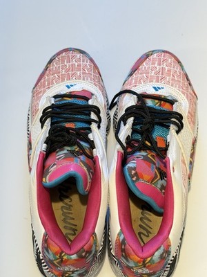 Adidas Streetball Sneakers Mens 11 White Multi Color Geometric Retro Low Top