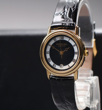 MINT/BOX Vintage Raymond Weil Geneve 5332 24mm Quarzo Nero Quadrante Romano D...