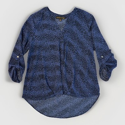 Always Indigo Medium Women s Blouse Hi-Lo Hem