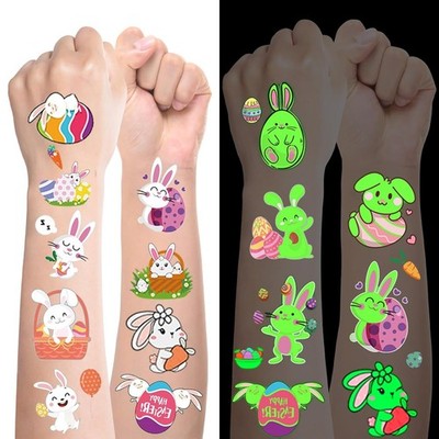 Kleinigkeiten zu Ostern Kinder, 15 Blatt Leuchtende Oster Tattoo Mitgebsel