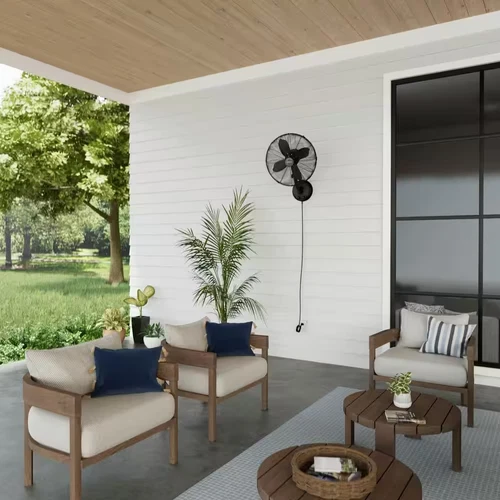 Classic 16 In. 3-Speed Wall Fan in Matte Black with Oscillation and Adjustable H - Picture 2 of 11