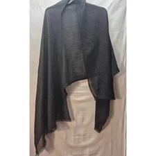 Nine West Womens Blk Shawl Wrap Poncho Ruana Cape Open Front Cardigan Sheer 7408