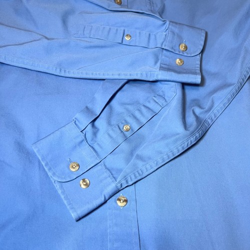 Camicia Lands End con bottoni uomo M/T blu manica lunga abito camicia business - Foto 3 di 10