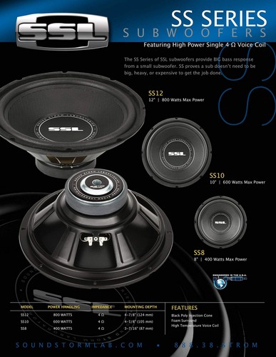 SS12 SS Serie 12 Zoll Auto Audio Subwoofer - 800 Watt Max, Single 4 Ohm Voic... - Bild 5 von 5