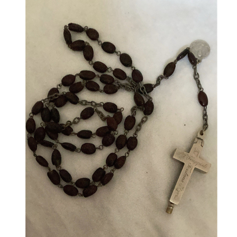 Olive Wood & Metal Rosary with Lignum M. Olivarum Crucifix