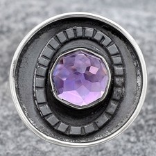 Faceted Natural Amethyst 925 Sterling Silver Ring s.8 Jewelry R-1080