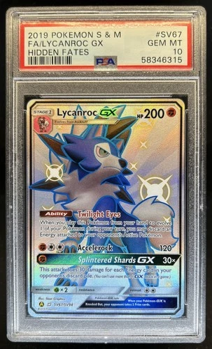 2019 Pokemon SM Hidden Fates Lycanroc GX #SV67/SV94 PSA 10 GEM MINT