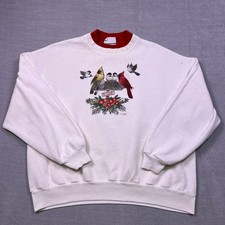 Vintage Morning Sun Womens White All U Can Tweet Bird Graphic Sweatshirt Size 2X