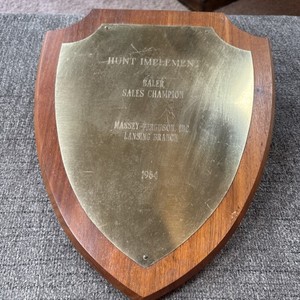 Massey-Ferguson Baler Sales Champion Award plaque from 1964