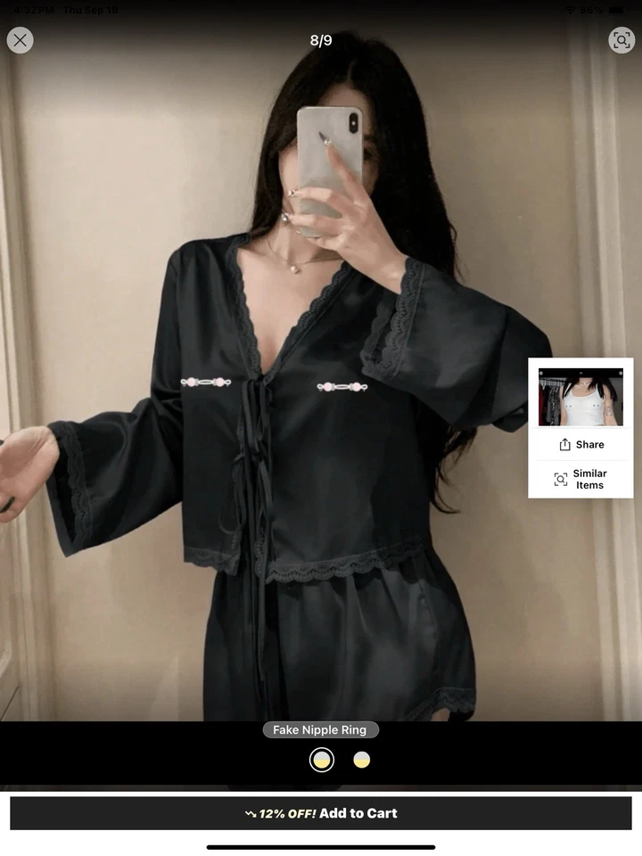 性感非穿孔珍珠白色乳头戒指可调节日常佩戴 8 毫米 — 第 3/4 张图片