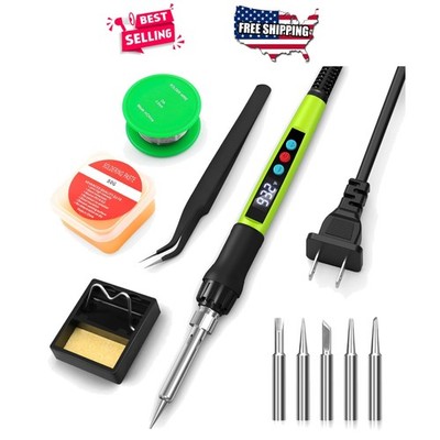 Soldering Gun Kit 100W LED Display Adjustable 356-932°F with Tips Stand Green