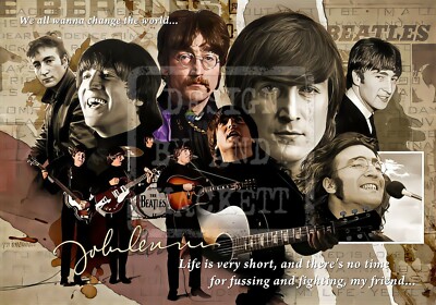 John Lennon Beatles Tribute A3 Posterdruck Fab Four Hard Day's Night Yesterday
