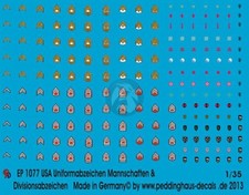 Peddinghaus 1/35 US Uniform Insignia and Troop Division Markings Decal 1077