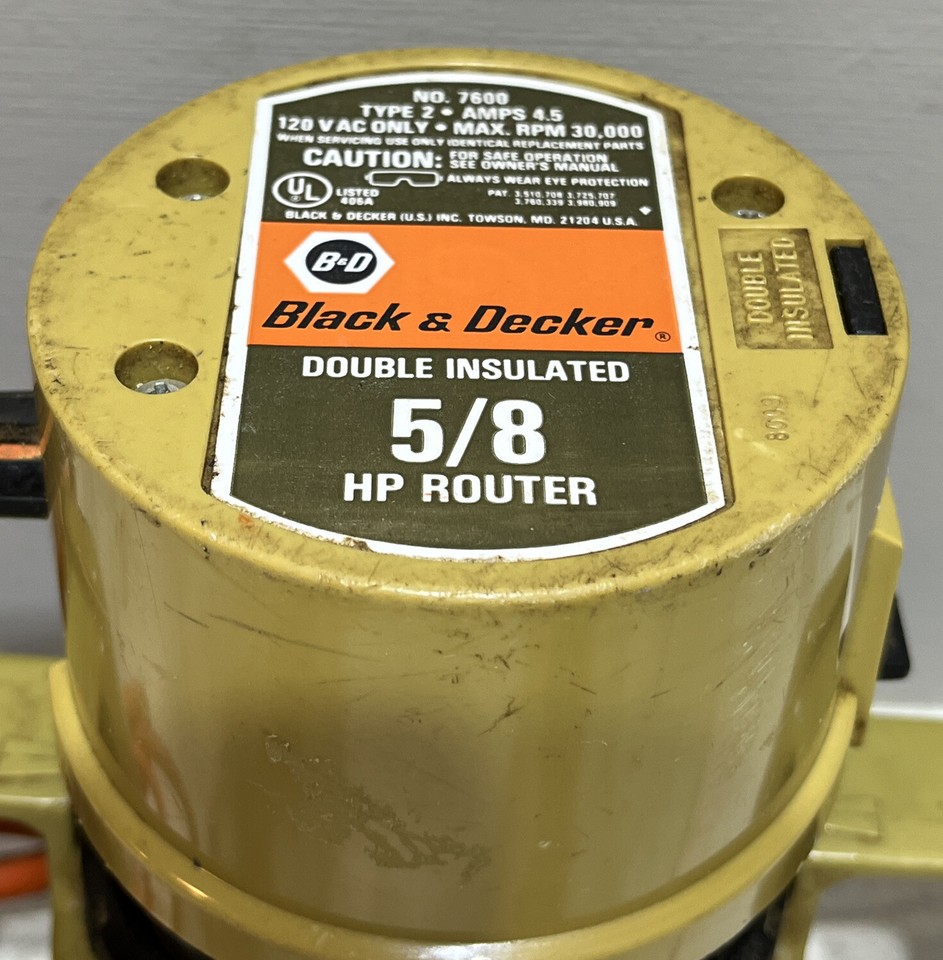 Vintage Black & Decker 5/8 HP Router Double Insulated 7600 Tested ...