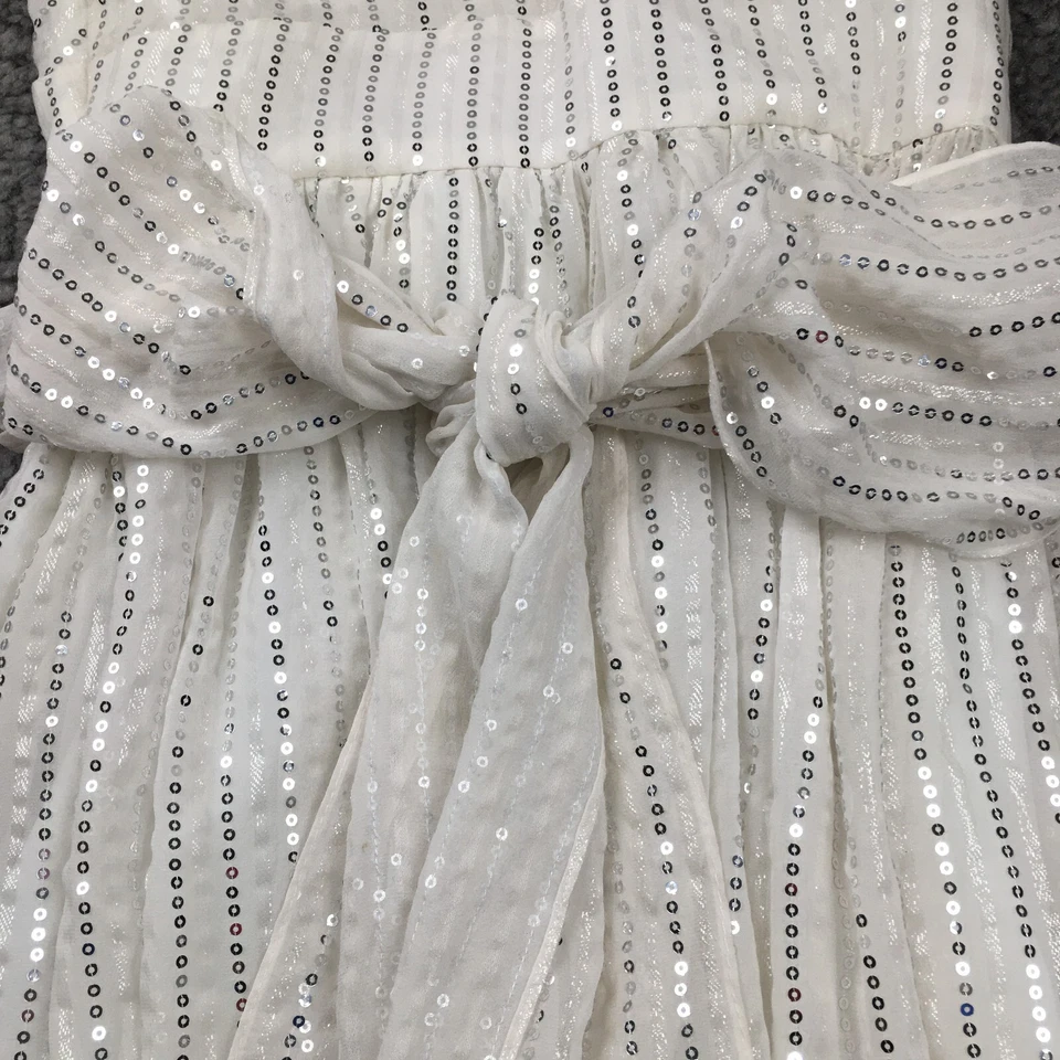 Vestido para mujer Calvin Klein mezcla de seda talla XS lentejuelas cuello en V corbata forrado Foto 2 de 4