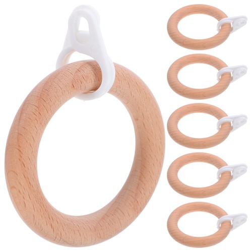 6Pcs Wooden Curtain Pole Rings Shower Curtain Rings Farmhouse Curtain Drapery - Picture 11 of 12