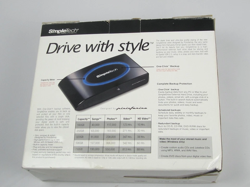 SimpleTech SimpleDrive  External Hard Drive 500GB USB 2.0 7200RPM HDD - Image 4 of 4
