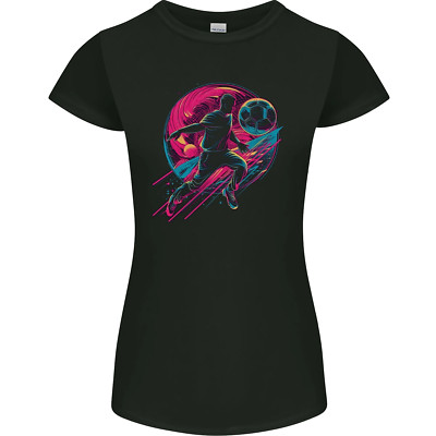 A Retrowave Fußballspieler Fußball Damen Petite Schnitt Maglietta