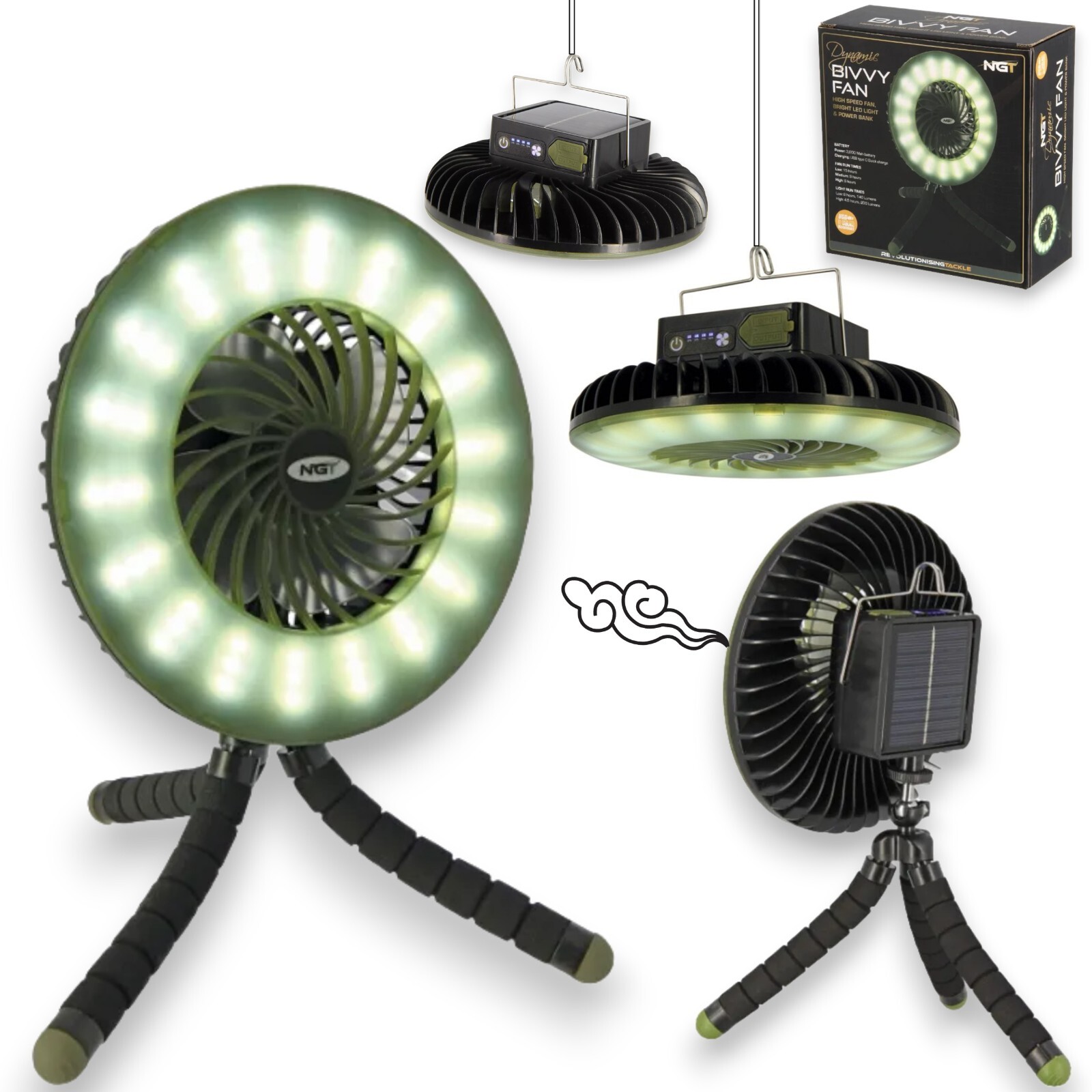 NGT Bivvy Fan LED Light With Powerbank Carp Fishing Camping Dynamic Wireless Fan - Image 7