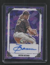 LEAF METAL BASEBALL #91A-BB1 BOSTON BATEMAN /7 PURPLE CRACKED ICE AUTO