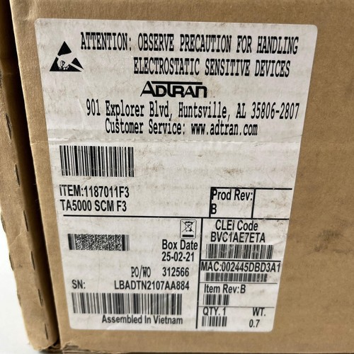 New ADTRAN Total Access 5000 Bridging System Controller Module 1187011F3 - Picture 7 of 7