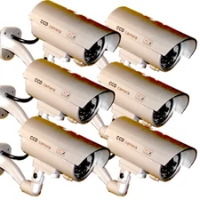 6 Dummy Security Camera Fake Infrared LED Blink Flashing Light CCTV Surveillance