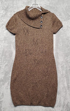 Jones Wear Dress Womens Medium Brown Black Marbled Sweater Dress Knit Detail