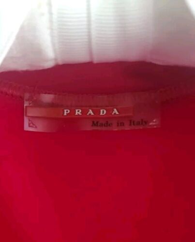 Prada Vintage 1/4 Zippered Sweatshirt Red/white Stripes. - Picture 3 of 9