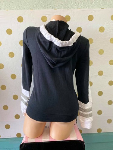 Victoria's Secret Pink Colorblock Full Zip Hoodie Black & White NWT - 第 3/4 張圖片