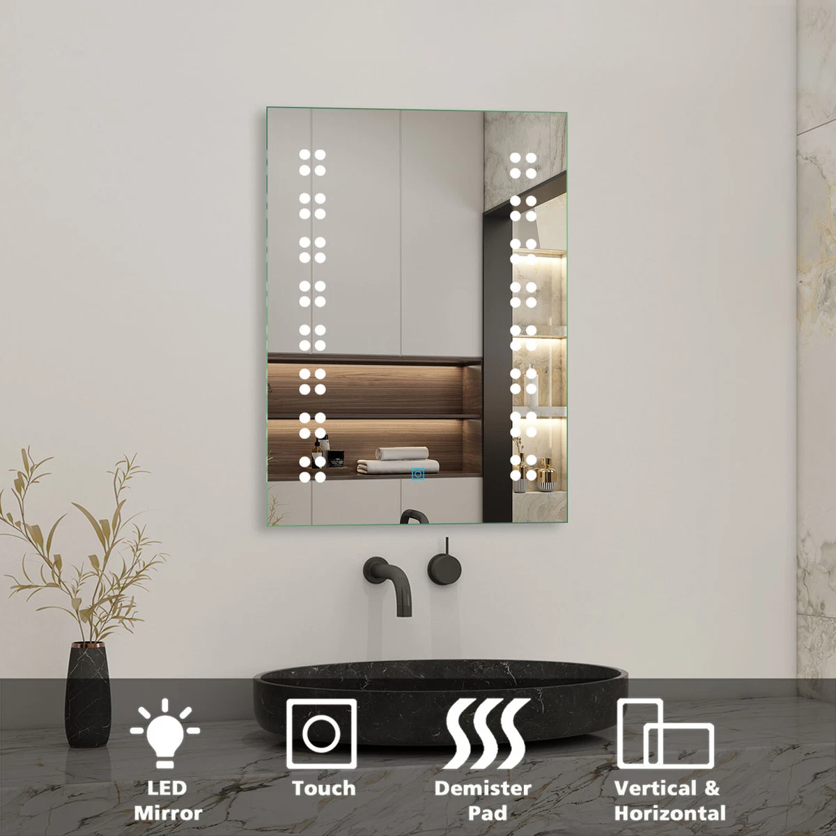Lights mounted through mirror deals